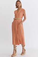Resort Ready Clay Midi with Natural Woven Belt