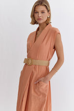 Resort Ready Clay Midi with Natural Woven Belt