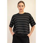 Rae Mode Modal Scuba Stripe Basic Short Sleeve Top