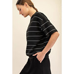 Rae Mode Modal Scuba Stripe Basic Short Sleeve Top