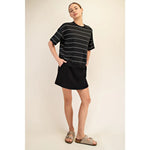 Rae Mode Modal Scuba Stripe Basic Short Sleeve Top