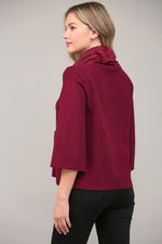 Contrast Satin Cowl Neck Bell Sleeve Sweater