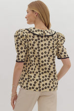 Black and Cream Floral with Collar Detail