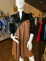 FATE Colorblock 3/4 Sleeve Leather Mini