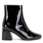 Jet Black Patent Block Heel Bootie