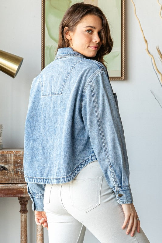 Curved Hem Denim Jacket/Shirt