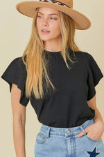 Ruffle Sleeve Sweater - Black