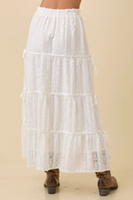 Lace Midi Skirt with Satin Binding and Side Bow