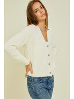 Super Soft Cardigan with Beautiful Button Detail- Ivory