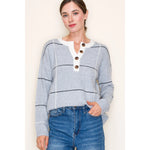 Checked Henley Half Button Neck Sweater.*extended sizes S-XL