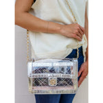 CAROLINE HILL QUINN QUILTED CLEAR BAG *SILVER OR NUDE PATENT