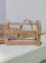 CAROLINE HILL QUINN QUILTED CLEAR BAG *SILVER OR NUDE PATENT