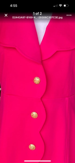 MINI SCALLOP NECK DRESS/GOLD BUTTON DETAIL