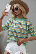 Striped Crochet Sweater Top