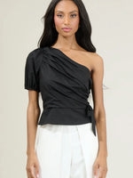 Verdusa One Shoulder Pleated Top