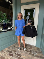 Eyelet bubble sleeve crop top