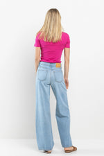 High Rise Wide Leg Jeans in Medium Light by Sneak Peek