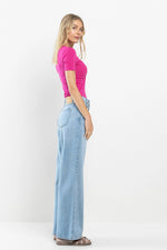 High Rise Wide Leg Jeans in Medium Light by Sneak Peek