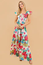 Flying Sleeve Smocked Bodice Maxi