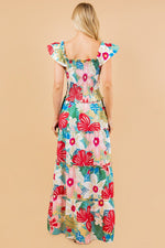 Flying Sleeve Smocked Bodice Maxi
