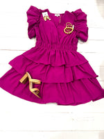 RUFFLE MINI DRESS WITH CINCH WAIST