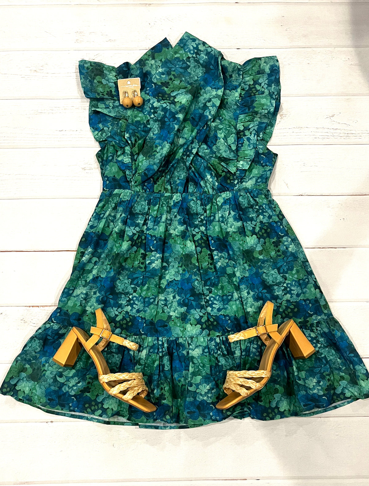 FLORAL CROSSOVER NECK DRESS SALE LAST ONE SIZE MEDIUM Originally $62 now $48