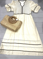 IVORY MAXI DRESS WITH BROWN EMBROIDERY SALE LAST ONE SIZE LARGE originally $48 now $38 ￼