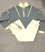 LIGHT BLUE AND WHITE HALF ZIP SWEATER SALE!! LAST ONE SIZE LARGE Originally $42 now $30