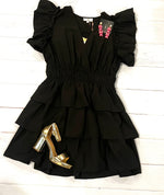 RUFFLE MINI DRESS WITH CINCH WAIST