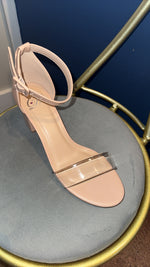 Amuse Clear Strap Nude Block Heel
