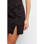 Bodycon Mini Dress with Small Side Slit and Bow Detail