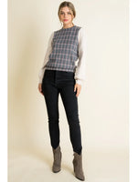 THML Plaid Pullover Sweater Top
