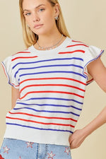 American Striped Ruffle Sweater