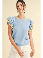 Double Ruffle Sleeve Sweater S-XL