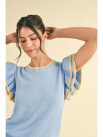 Double Ruffle Sleeve Sweater S-XL