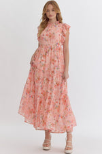 FLORAL RUFFLE SLEEVE MAXI