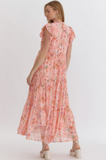 FLORAL RUFFLE SLEEVE MAXI