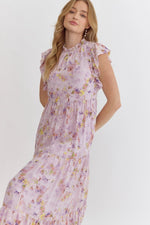 FLORAL RUFFLE SLEEVE MAXI