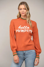 Hello Pumpkin Mock Neck Balloon Sleeve Sweater by FATE