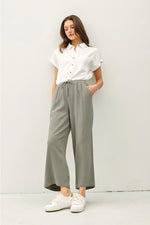 Linen Blend Cropped Wide Leg Pants ** available in SPRUCE GREEN OR NATURAL