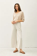 Linen Blend Cropped Wide Leg Pants ** available in SPRUCE GREEN OR NATURAL