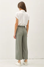 Linen Blend Cropped Wide Leg Pants ** available in SPRUCE GREEN OR NATURAL