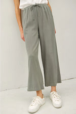Linen Blend Cropped Wide Leg Pants ** available in SPRUCE GREEN OR NATURAL