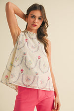 Floral Embroidered Baby Doll Top