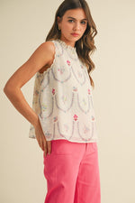 Floral Embroidered Baby Doll Top
