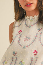 Floral Embroidered Baby Doll Top