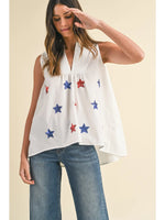 Sleeveless Star Sequin Babydoll Blouse