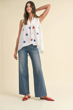 Sleeveless Star Sequin Babydoll Blouse