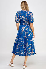 Printed Puff Sleeve Midi with Puff Sleeves