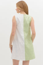 JACQUARD SCALLOP MINI DRESS WITH GOLD BUTTON DETAIL